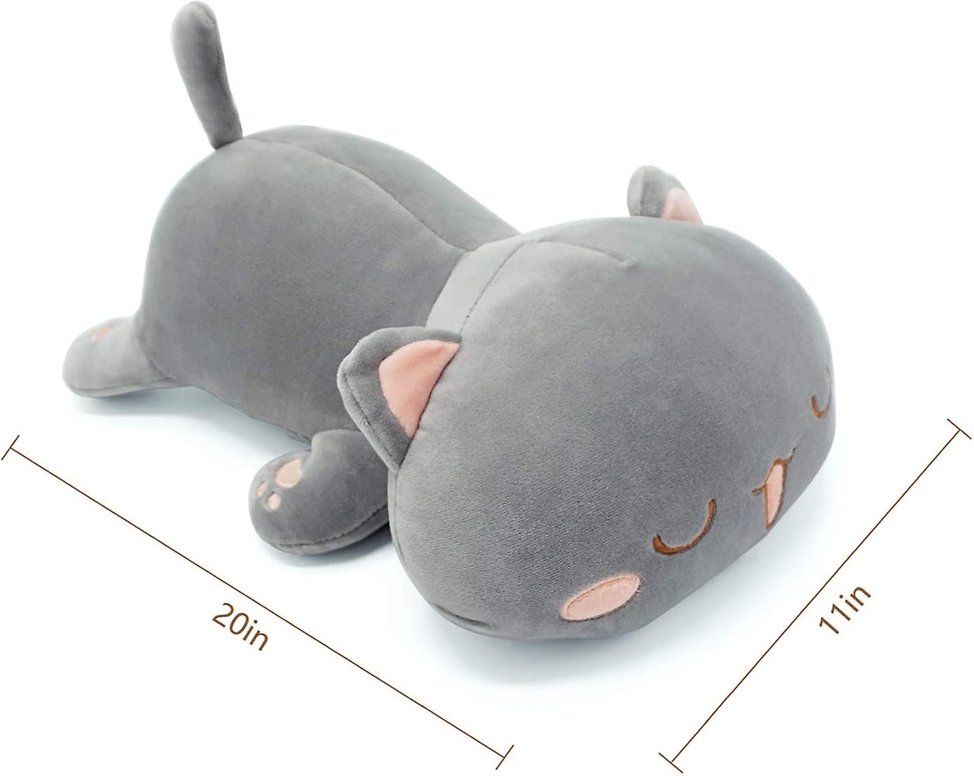 Cute Kitten Plush Toy Stuffed Animal Pet Kitty Soft Anime Cat Plush Pillow For Kids (gray B， 20