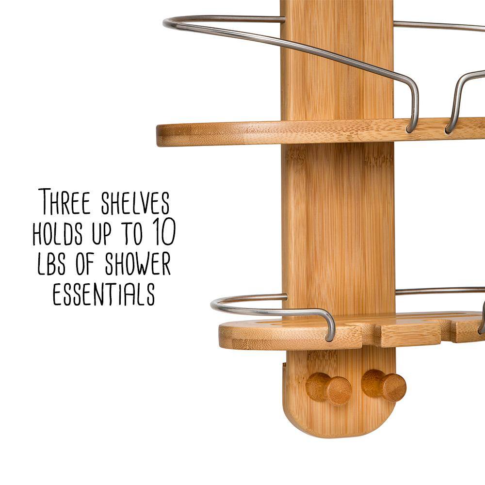 Honey-Can-Do Hanging Shower Caddy in Natural Bamboo with 3-Tiers BTH-09273