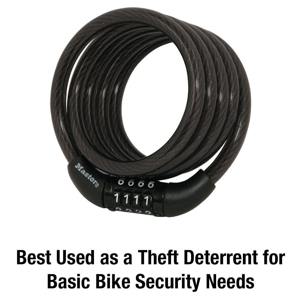 Master Lock 8152D Combination Cable Bike Lock， 5 ft. Long， Black