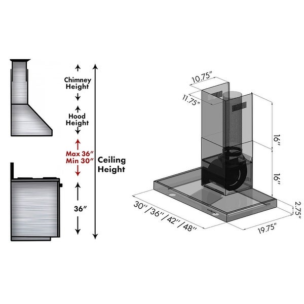 ZLINE KE Stainless Steel Convertible Vent Wall Mount Range Hood