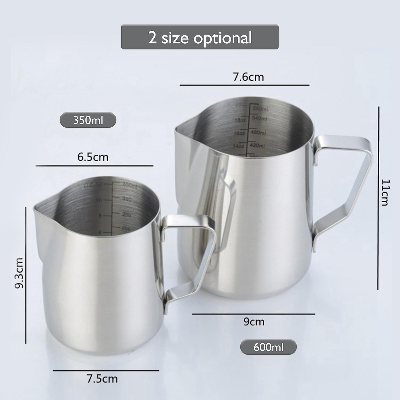 304 Stainless Steel Milk Frothing Pitcher 600ml Milk Coffee Measurements Steaming Pitchers Suitable For Espresso Latte Art Frothing Milk  600ml