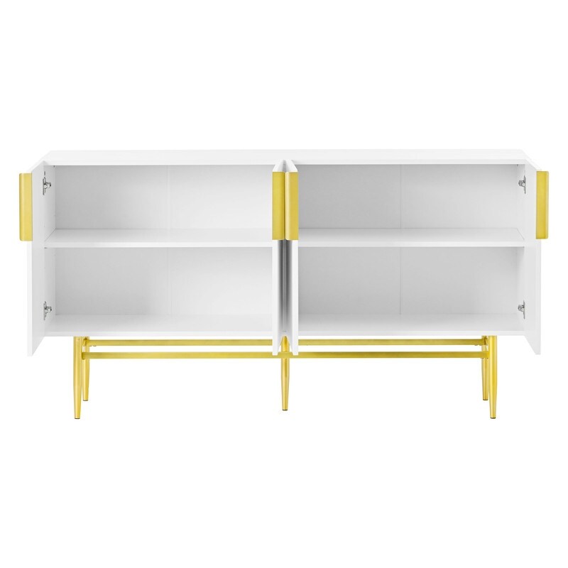 Modern Accent Cabinet with 4 Doors and Adjustable Shelves  Sideboard Buffet Storage Cabinet for Living Room  Entryway