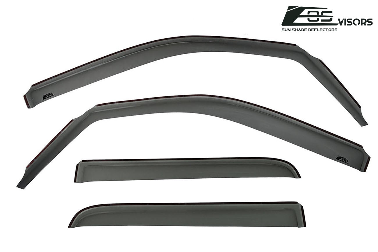 Extreme Online Store for 2009-2014 Ford F-150 Crew Cab | EOS Visors in-Channel Style Smoke Tinted Side Vents Window Deflectors Rain Guards