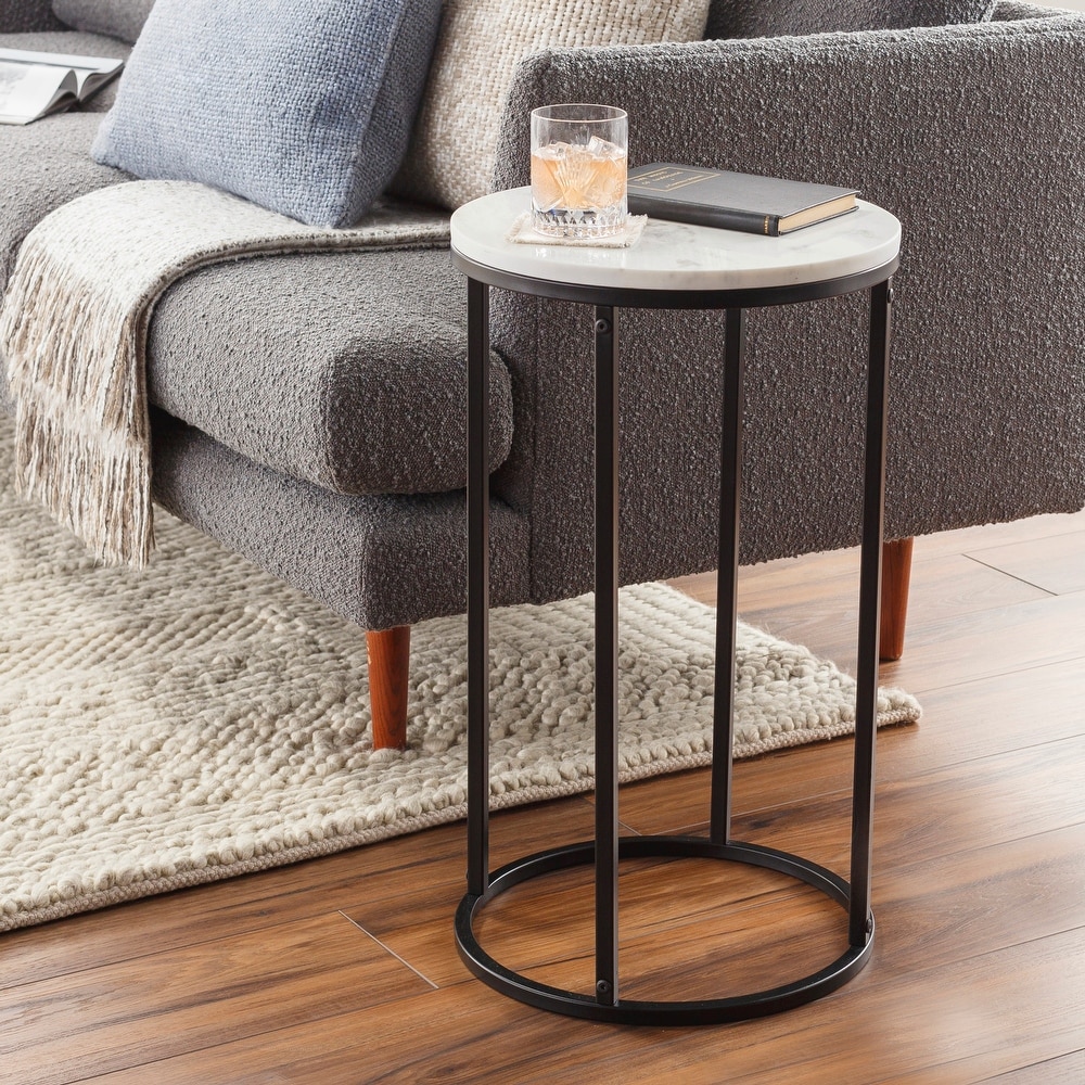 Zarna Modern Round Mixed Material Frame End Table   24\