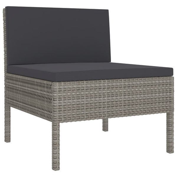 13 Piece Patio Lounge Set with Cushions Poly Rattan Gray - Overstock - 37574465