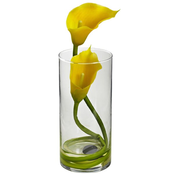 Nearly Natural Double Calla Lily w/Cylinder (Set of 2)