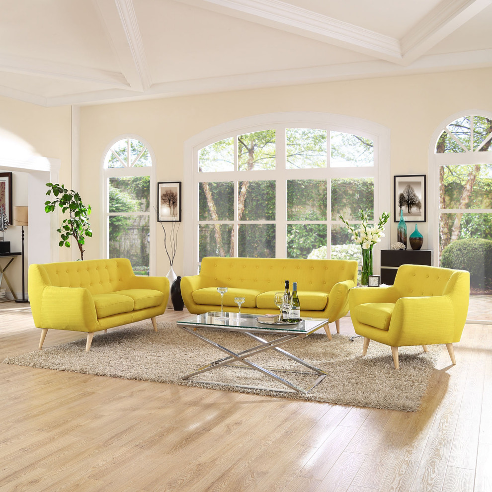 Sunny Remark 3 Piece Living Room Set   Contemporary   Living Room Furniture Sets   by Uber Bazaar  Houzz