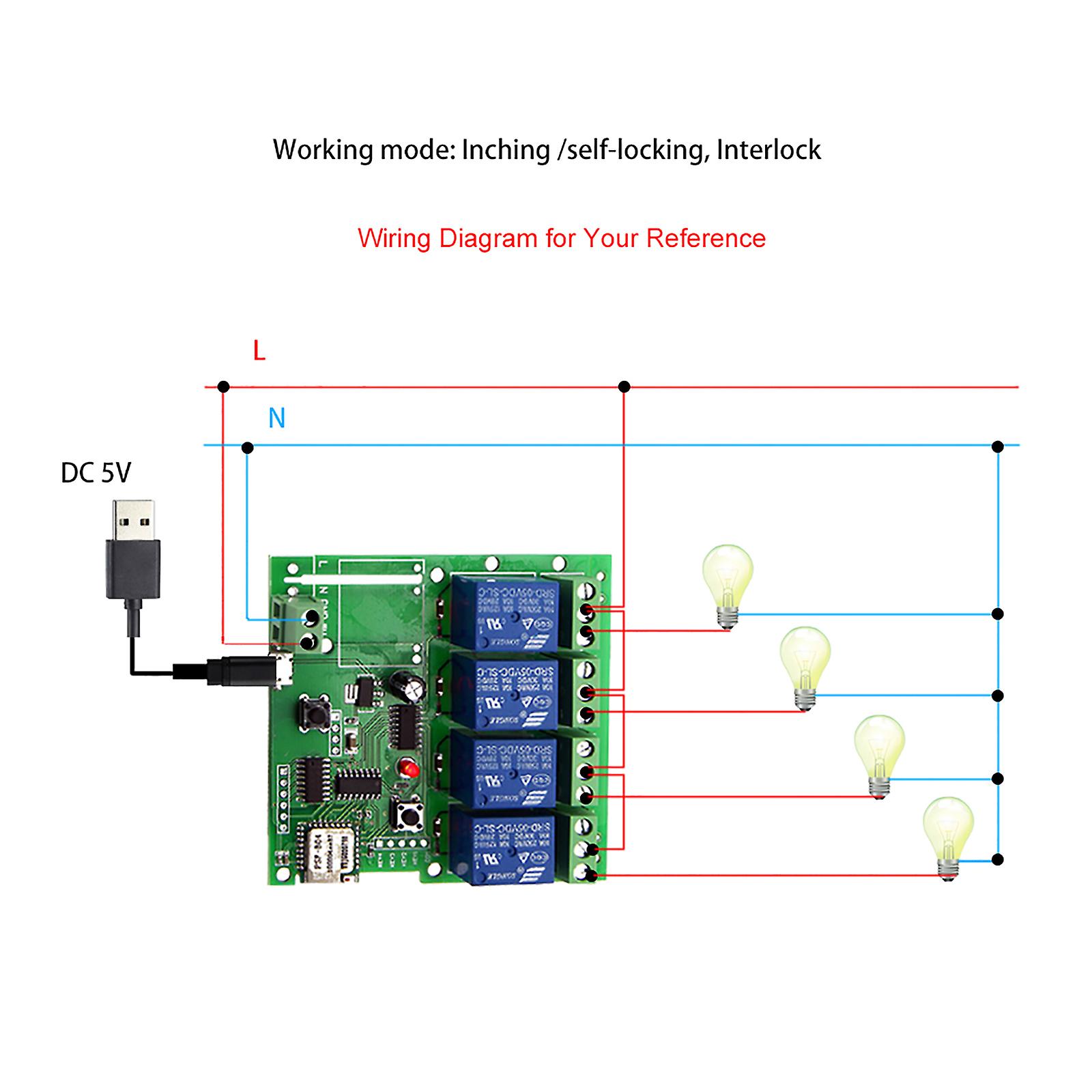 Green Ewelink Smart Remote Control Wireless Switch Universal Module 4ch Dc 5v Wifi Switch Timer Phone App Remote Control Support Alexa Google Home Voi