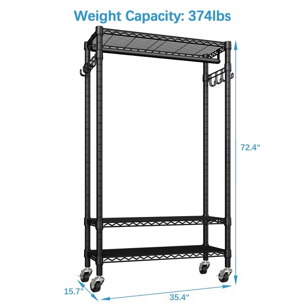 Vipek R1 Rolling Garment Rack Portable Heavy Duty Clothes Rack Freestanding Closet Racks