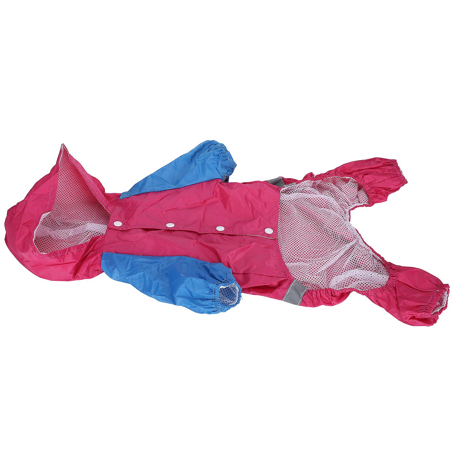 Pet Raincoat Waterproof Dog Coat Jacket With Reflective Strip Breathable Lightweight For Outdoor Walkingrose Red L