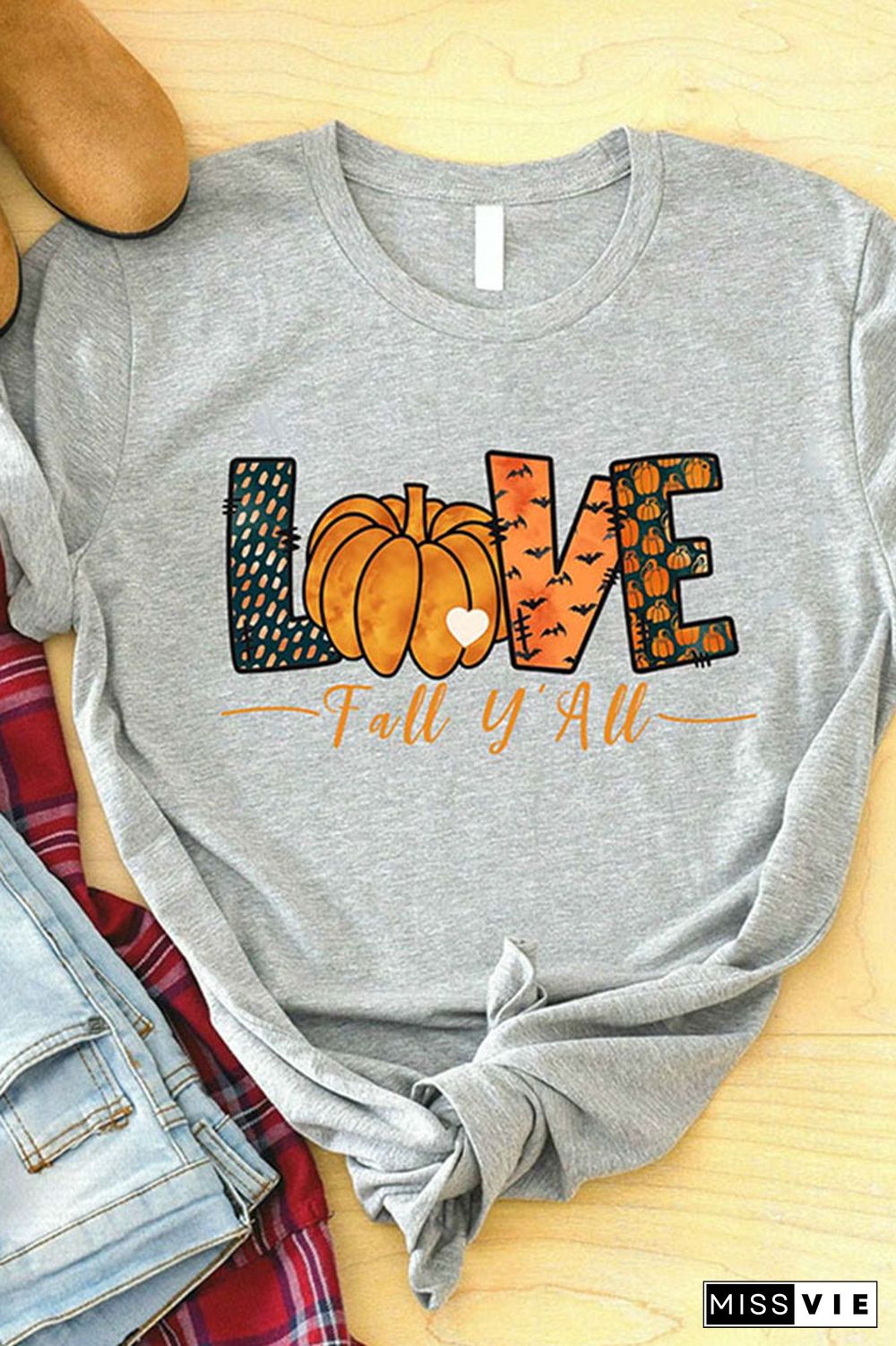 Pumpkin Fall Y'all Shirts Women Graphic Tees Wholesale