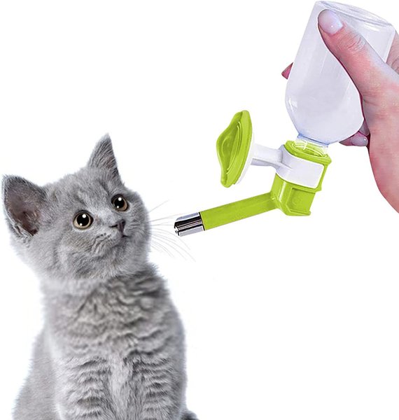 Vila No Drip Portable Plastic Cat Crate Water Bottle and Dispenser， Green