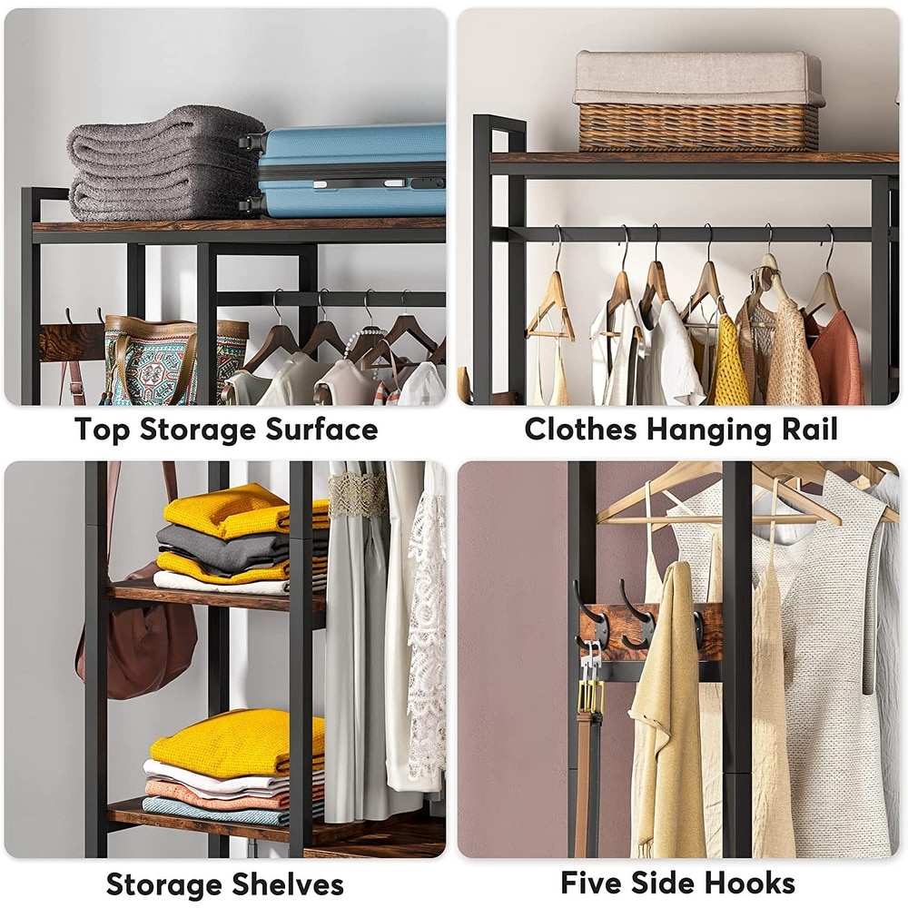 Freestanding Closet Organizer  Clothes Rack with Drawers and Shelves  Heavy Duty Garment Rack