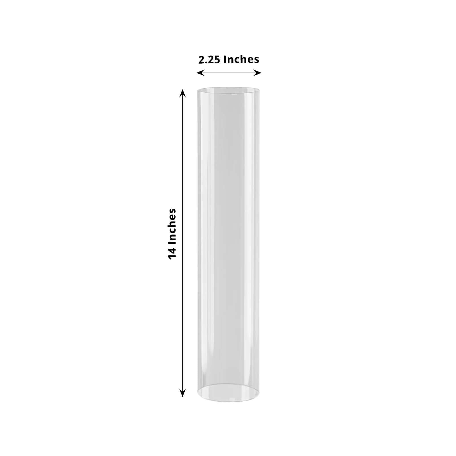 2 Pack Clear Glass Pillar Hurricane Candle Shades with 2.25