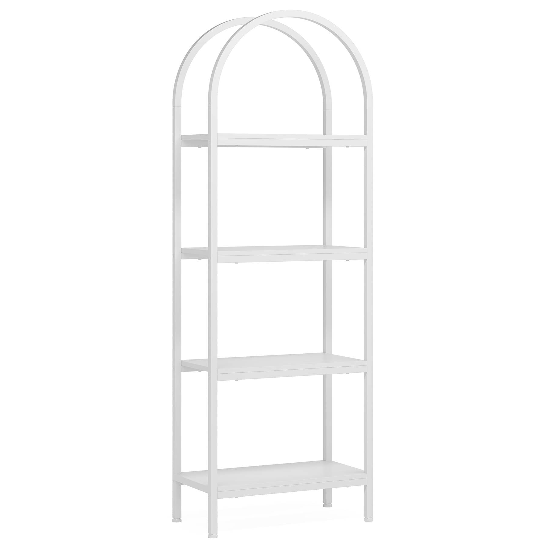 4-Tier / 5-Tier Bookshelf, Arched Bookcase Display Rack with Storage Shelves