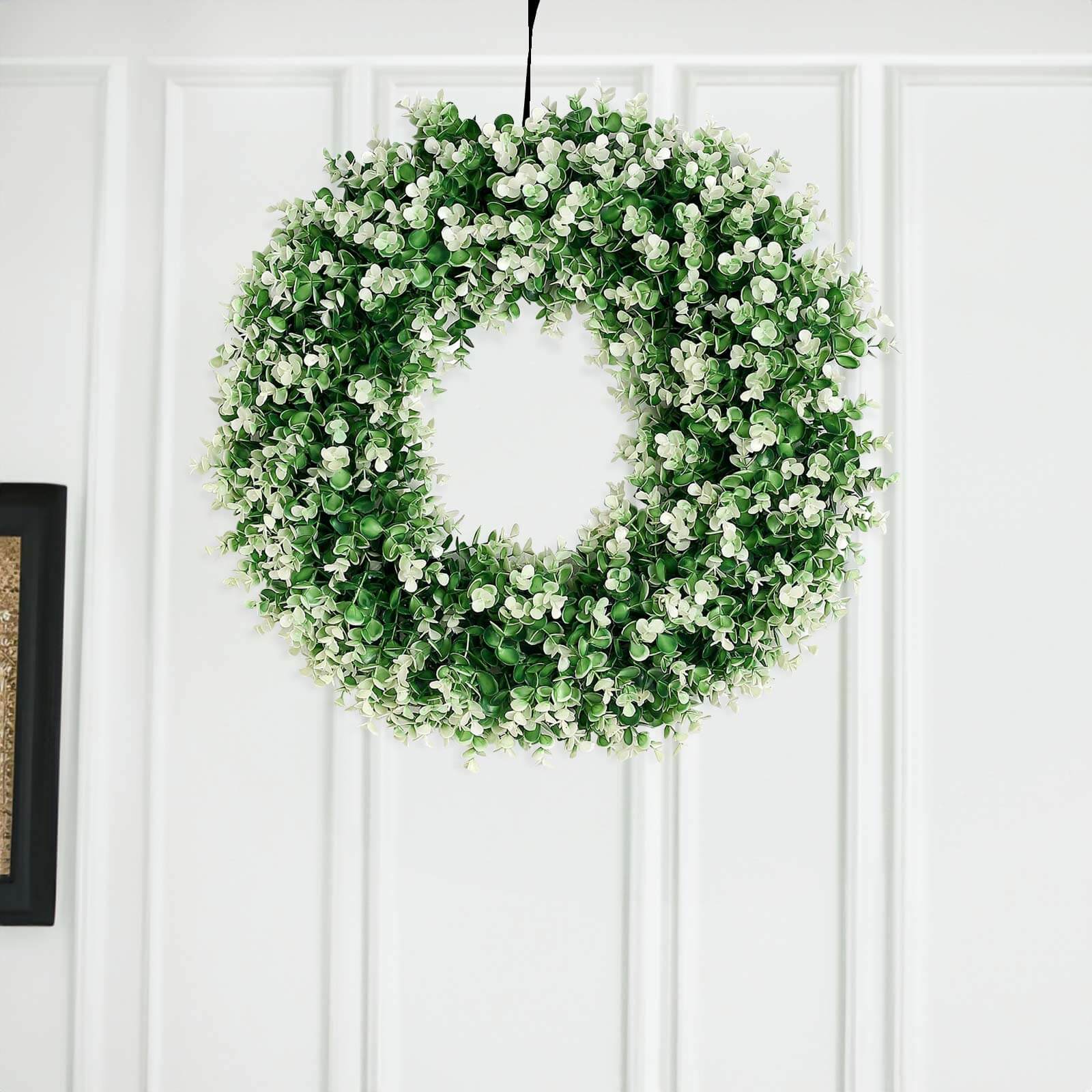 2 Pack White Tip Artificial Lifelike Genlisea Leaf Spring Wreath 21