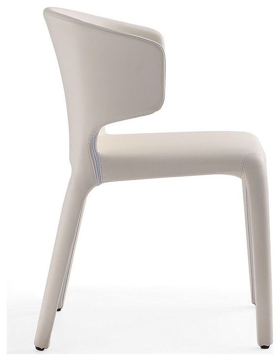 Conrad Leather Dining Chair in Cream (Set of 2)   Midcentury   Dining Chairs   by Morning Design Group  Inc  Houzz