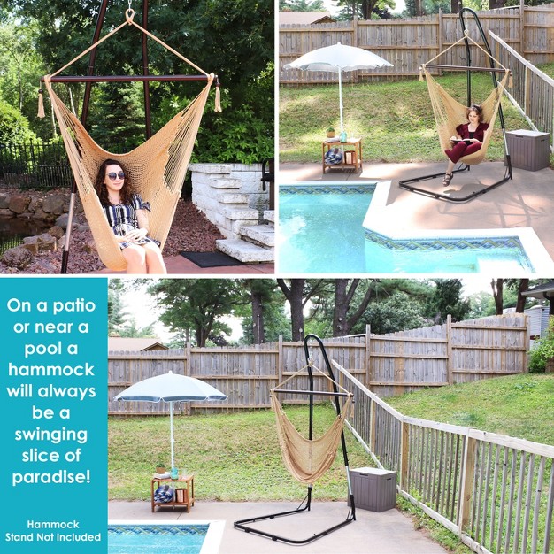 Sunnydaze Caribbean Style Extra Large Hanging Rope Hammock Chair Swing For Backyard And Patio