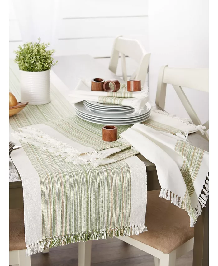 Design Imports Striped Fringed Table Runner 14 x 72