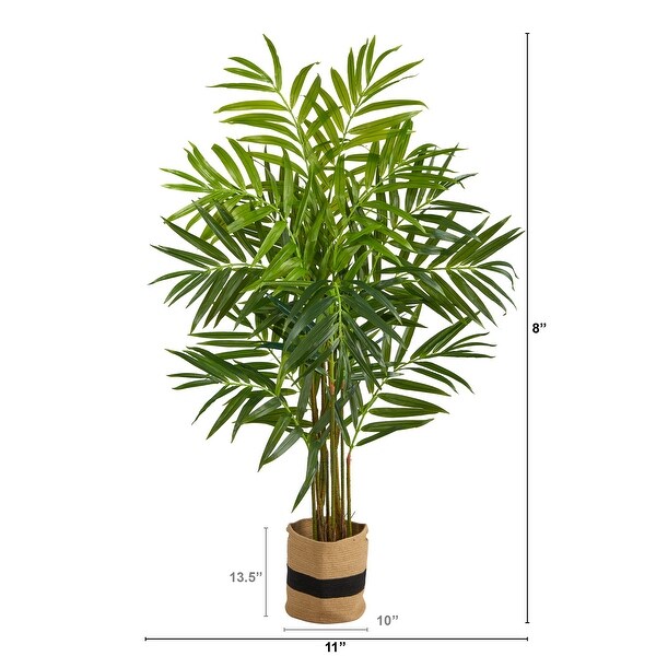 8' King Palm Artificial Tree in Handmade Natural Jute and Cotton Planter