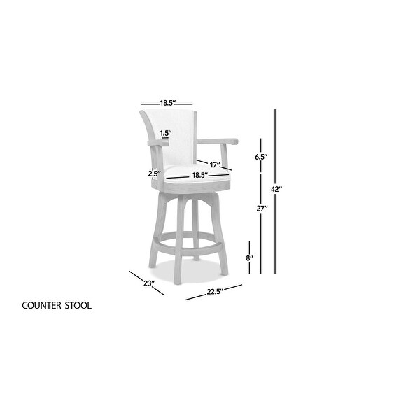 Williams Oak Wood Swivel Bar Stool and Counter Stool with Armrests