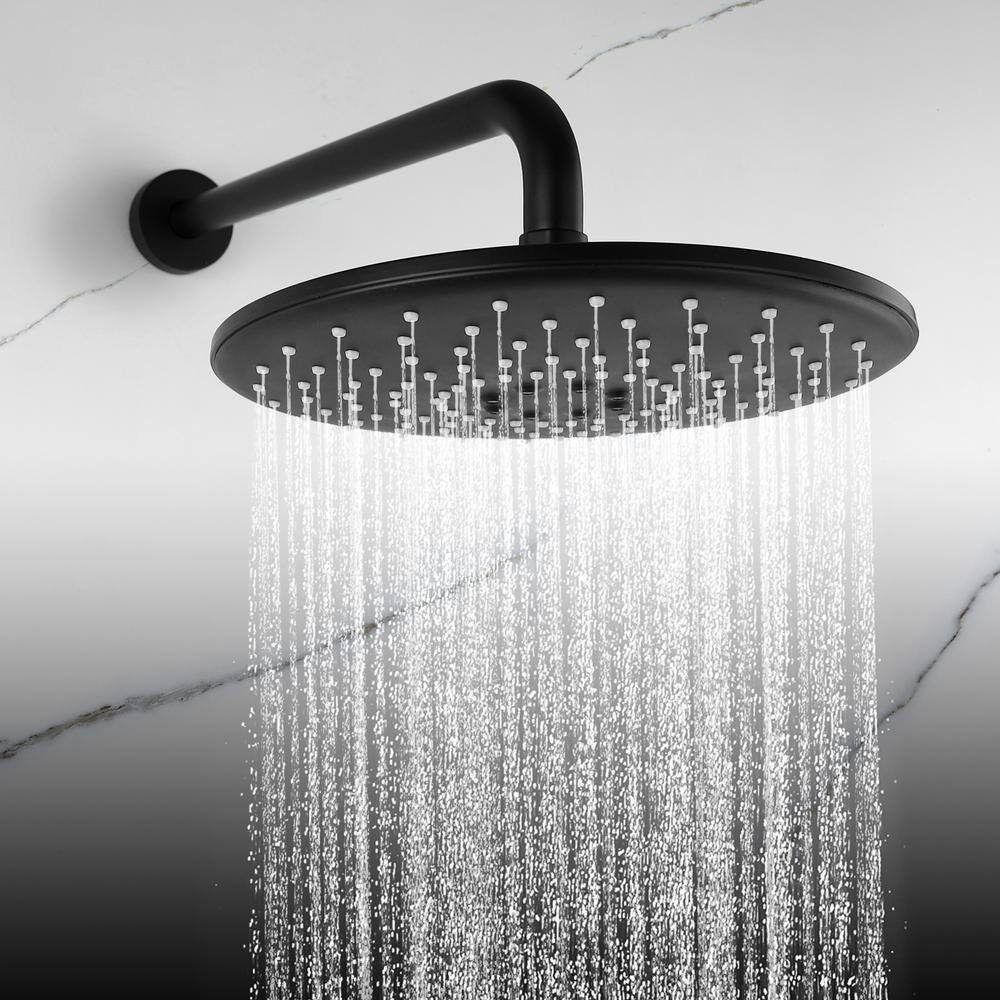 CASAINC 1-Spray Patterns 10 in. Wall Mount Shower System Fixed Shower Head in Matte Black (Valve Included) WF-DB96101H-10