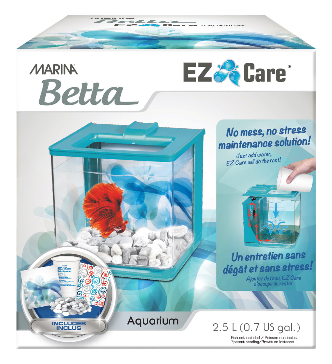 Marina Betta EZ Care 0.7-Gallon Aquarium Starter Kit， Blue