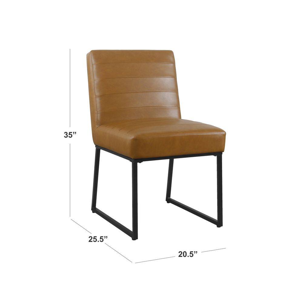 Homepop Channeled Carmel Faux Leather Metal Dining Chair K8614-E905