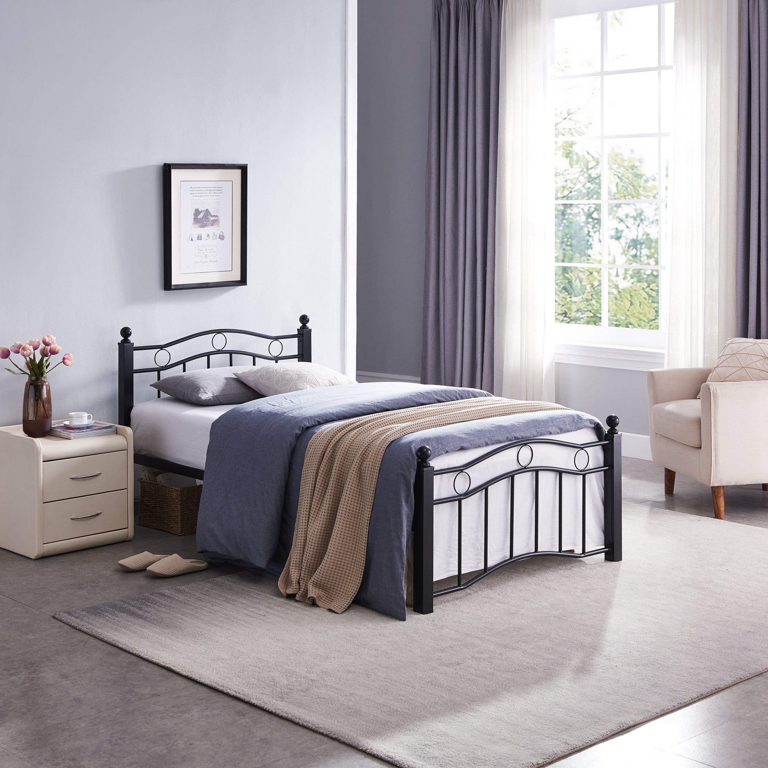 Cole Contemporary Iron Bed Frame