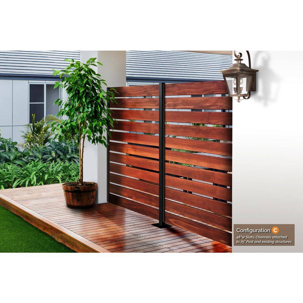 OUTDECO 72 in. Black Galvanized Steel Adjustable Slat Fence Frame Kit ODSL6