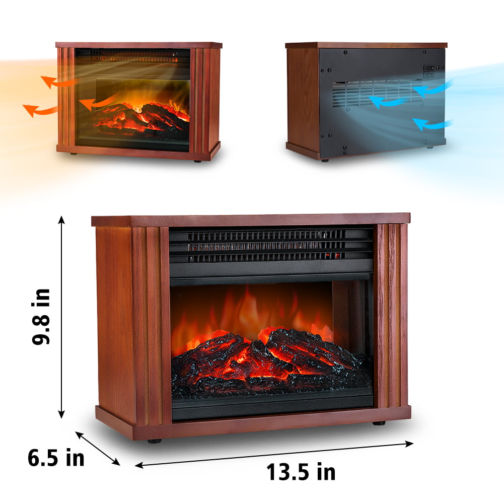 LifePlus Electric Fireplace Freestanding Heater W/3D Flame Stove, Small Space Heater for Desktop Use