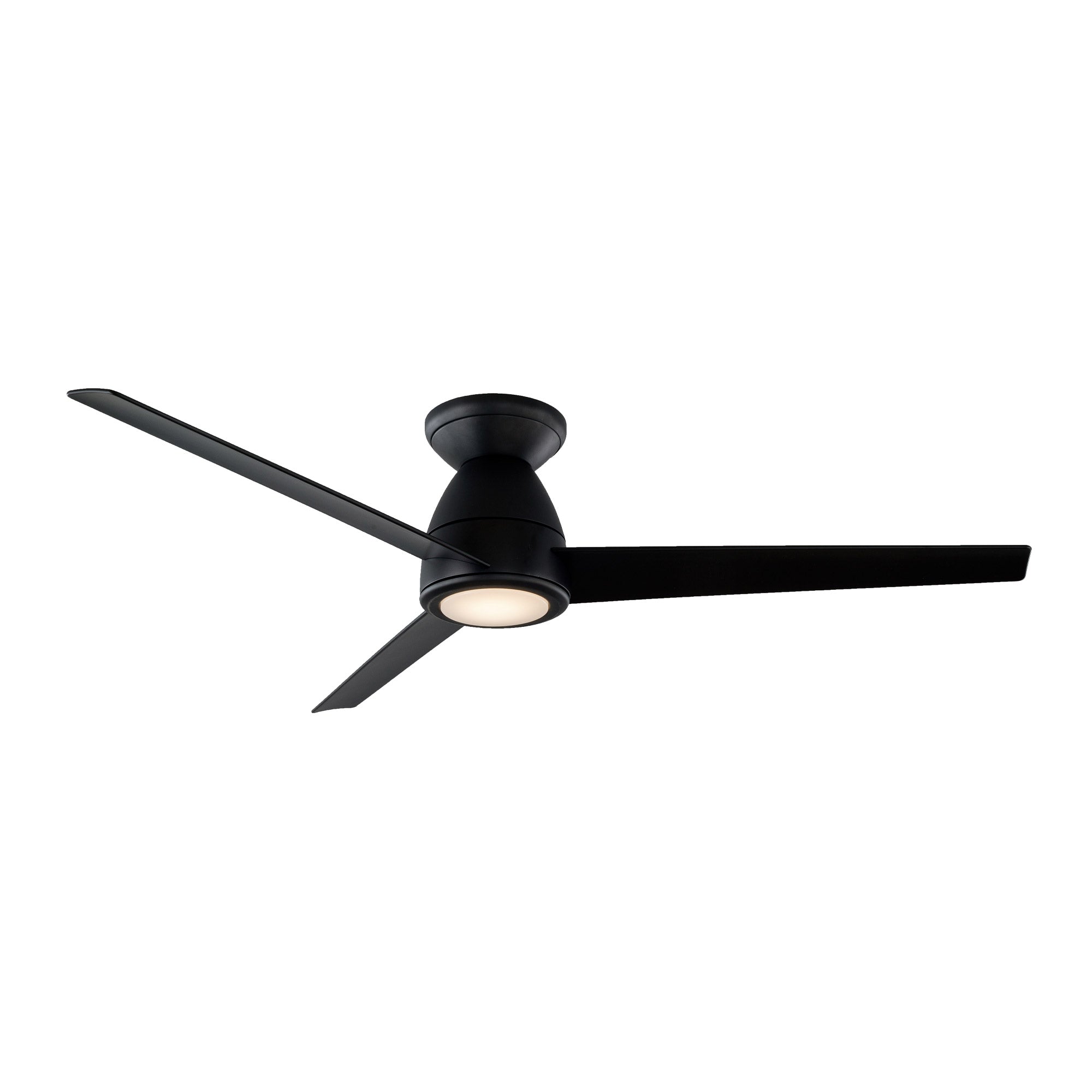 Tip Top Indoor and Outdoor 3-Blade Smart Flush Mount Ceiling Fan 52in Matte Black with 3000K LED Light Kit and Remote Control