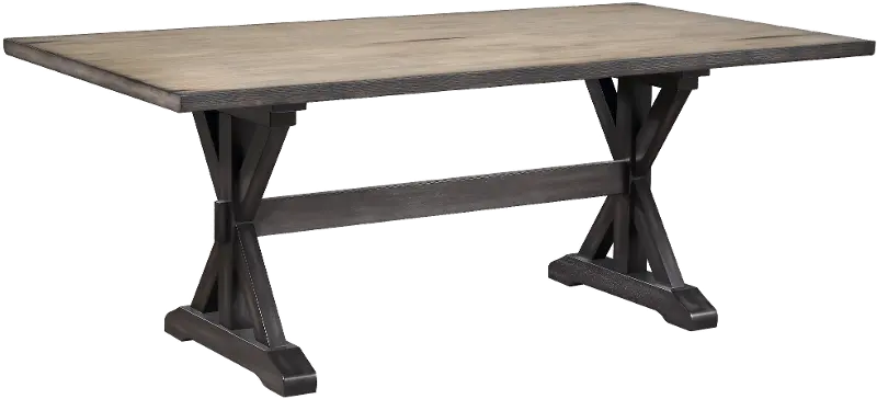 Orlando Farmhouse Sand and Black Trestle Dining Room Table