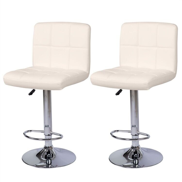 Elle Adjustable Bar Stools Set of 2 Swivel Bar Chair Leather White Bar Stools Set of 2 Counter Height Bar Stools Set of 2