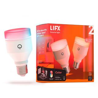 LIFX 75-Watt Equivalent A19 Multi-Color Smart Wi Fi LED Light Bulb Works with AlexaHey GoogleHomeKit Tunable White 2 Pack HB2LHLA19E26US