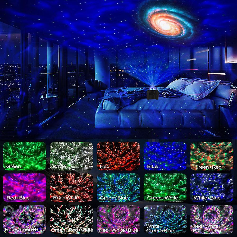 Led Star Cloud Ocean Projector Light Projection Lamp Night Light Bt Music Speaker With 7 Lighting Modes/15 Cloud Colors/15 Patterns Remote Controller