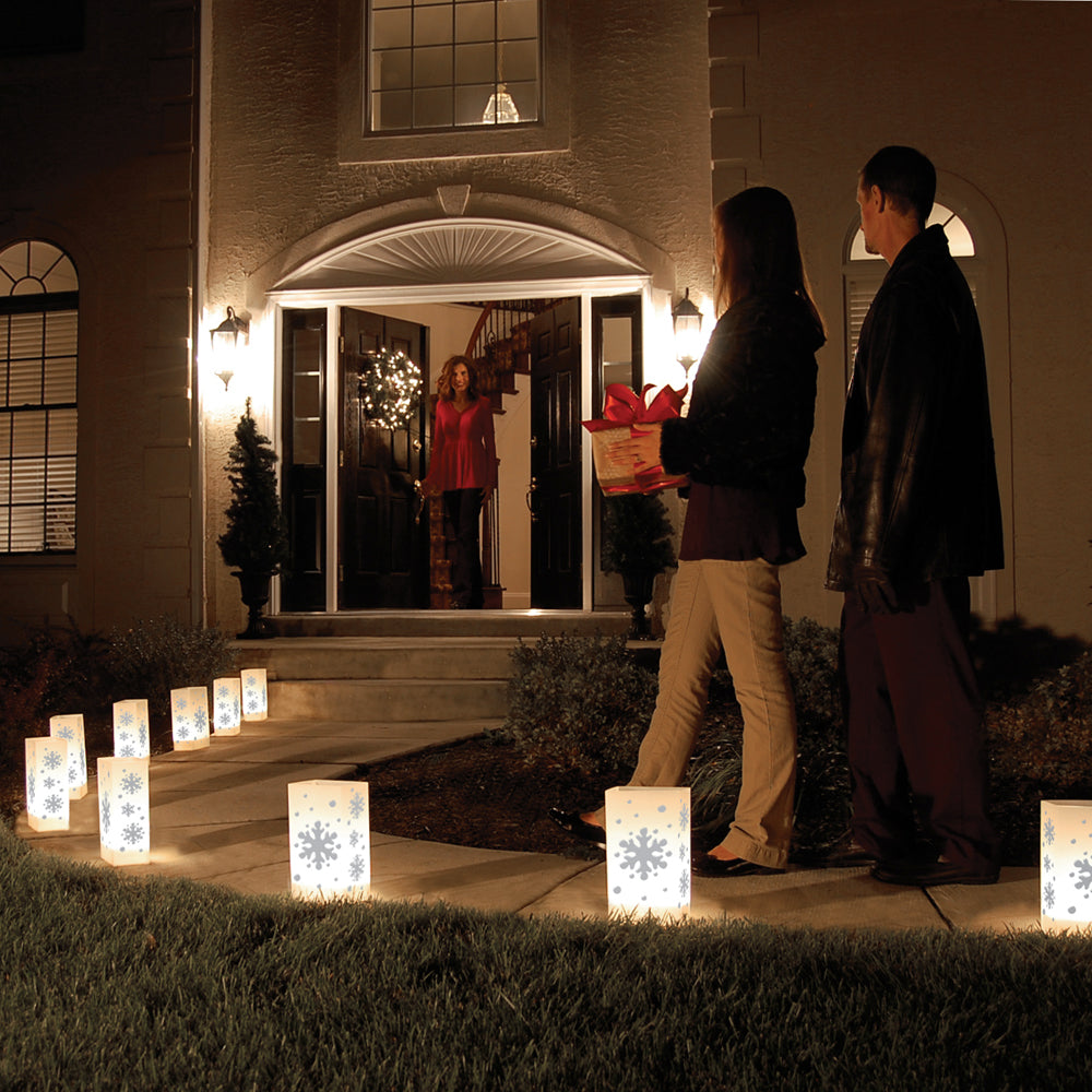 Battery Powered LED Luminaria Kit - Gold Window 12 Count (Snowflake)