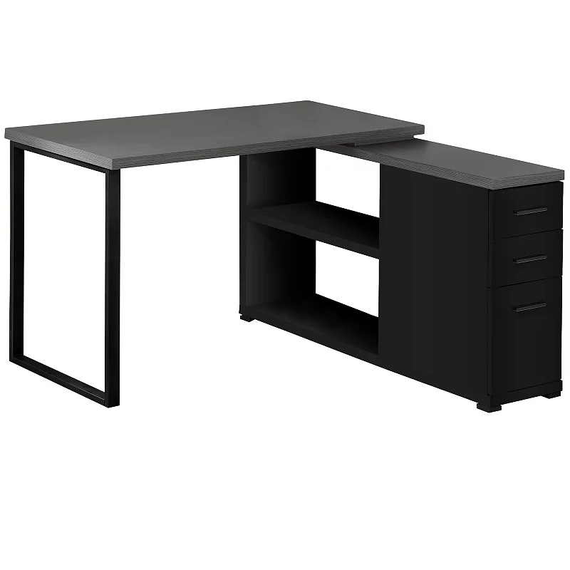 47.25 Black and Gray Contemporary L-Shaped Computer Desk