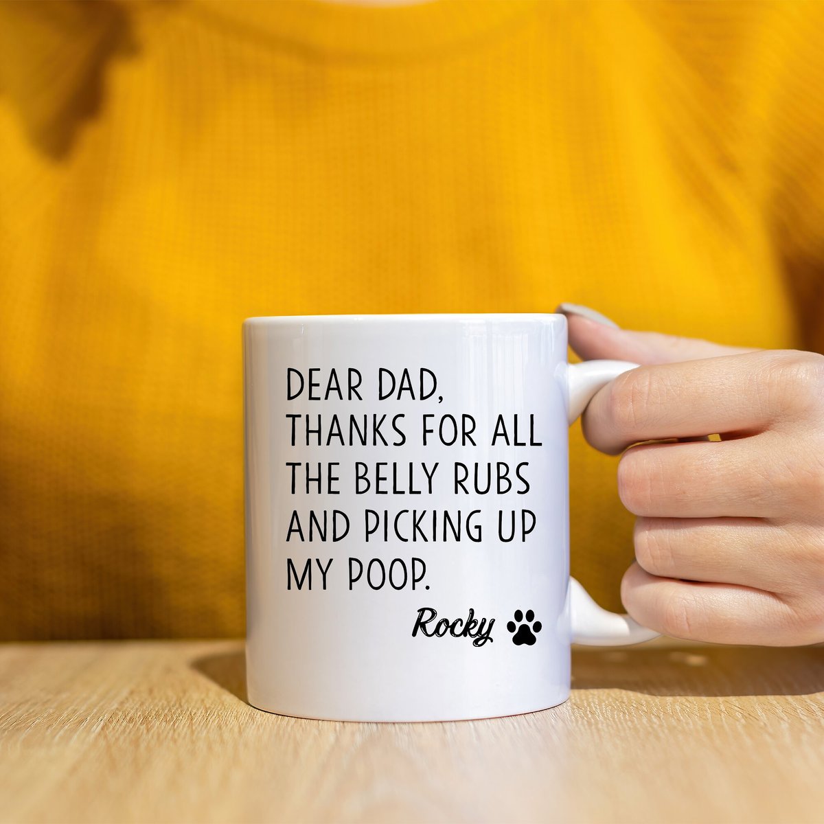 904 Custom Personalized Thanks Dog Dad Double Sided Mug， 11-oz