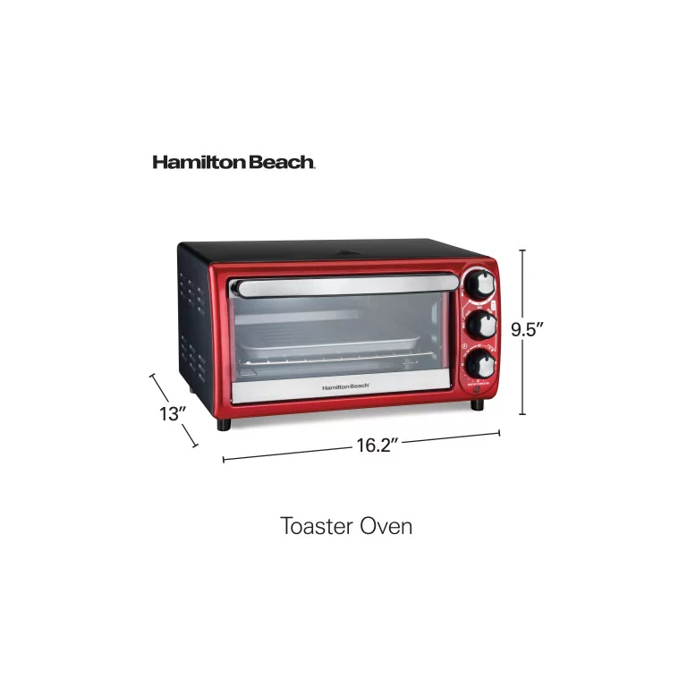 Hamilton Beach Toaster Oven， Red with Gray Accents， 31146