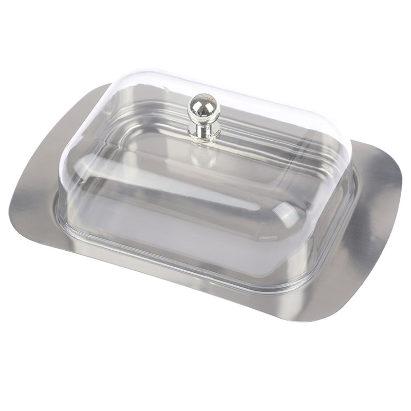 Butter Dish Box Container Cheese Bread Storage Tray With See-through Lid