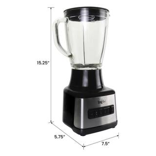 Total Chef 6-Speed Countertop Blender 6 Cup (1.5L) Glass Jar 2 Pulse Options 500W Black Silver TCB15