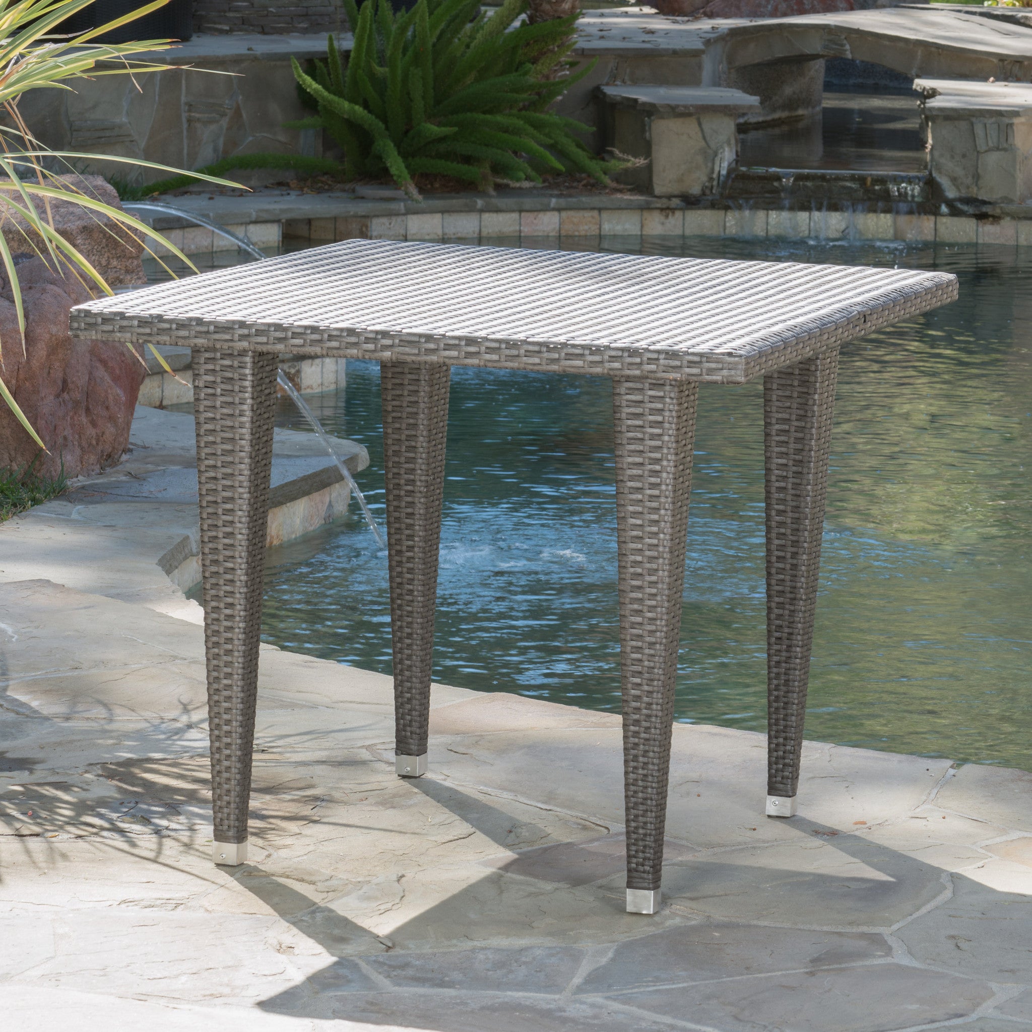 Alrol Contemporary Outdoor Patio Grey Polyethylene Square Table