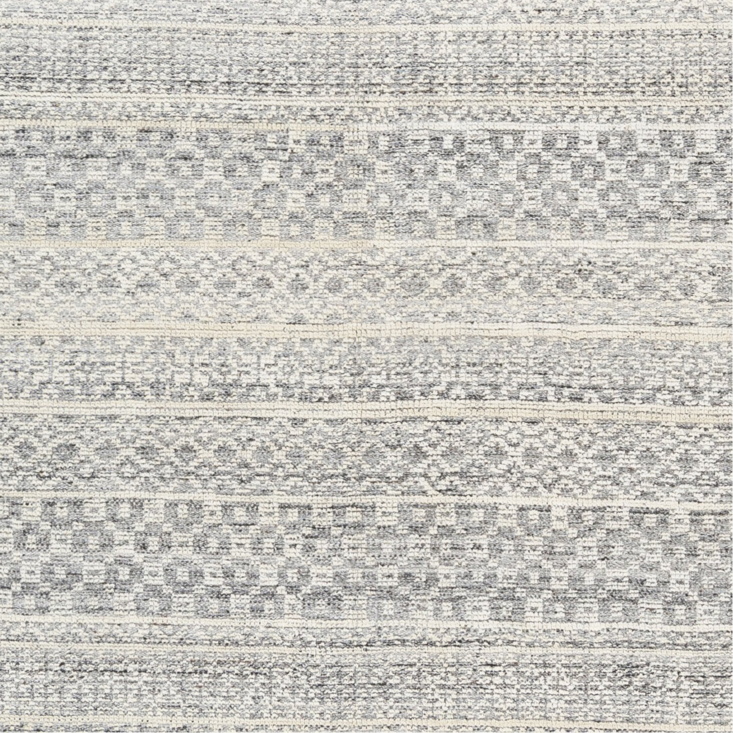 Nobility Hand Knotted Rug in Light Gray, Cream, Medium Gray, Dark Blue