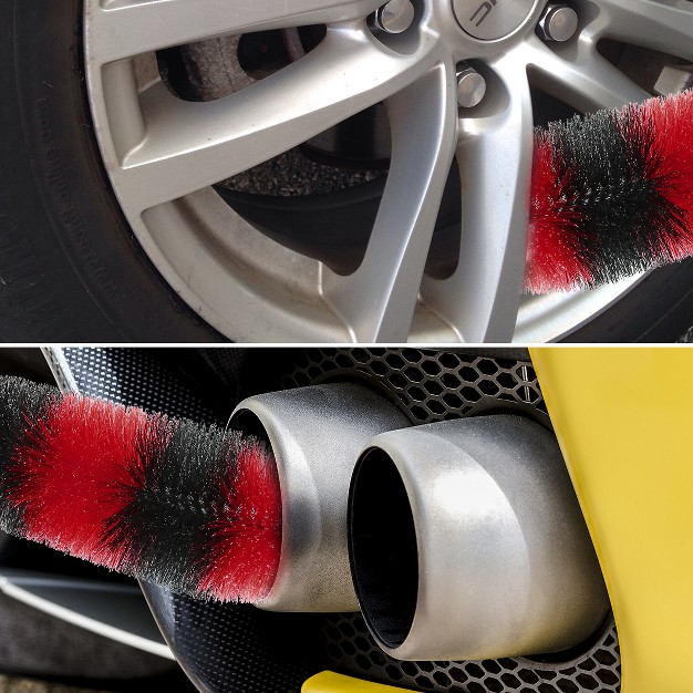 Unique Bargains Car Wheel Tire Seat Engine Wash Cleaning Brush Black Red 1 Pc