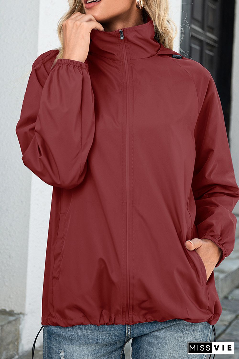 Zipper Water-proof Hooded Jacket Women Wholesale