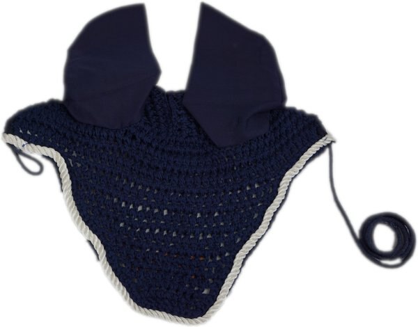 Paris Tack Comfort Show Crochet Ear Net and Forelock Opening， Pony， Navy