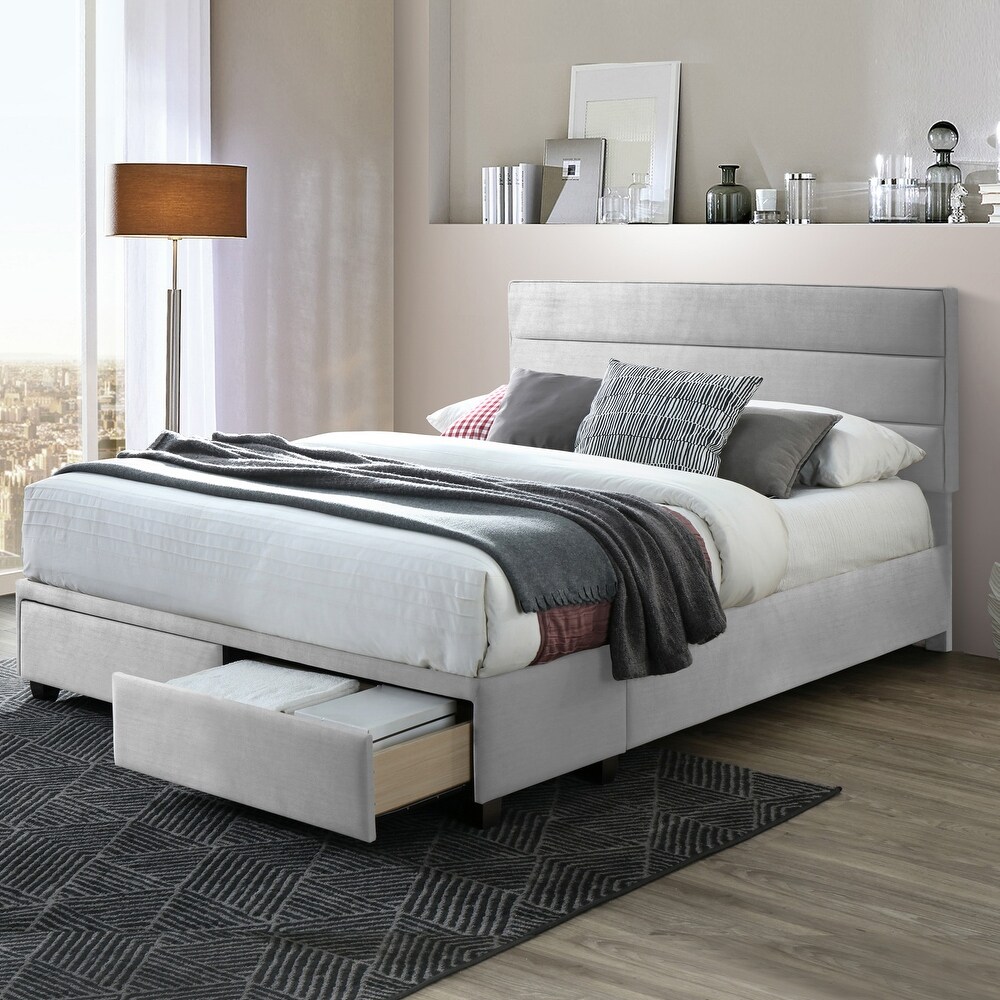 Arnia Silver Grey Bed Captain's Bed with Two Drawers