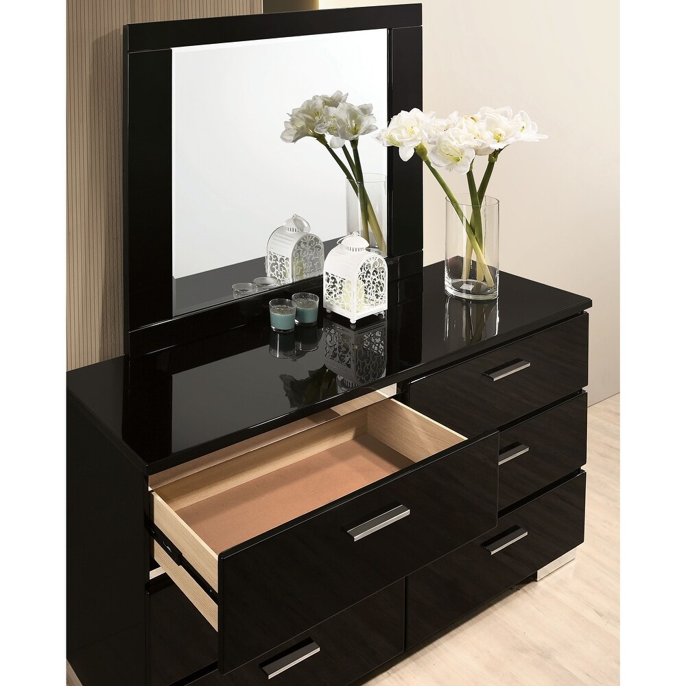 Lofa Contemporary Black 2 piece 6 Drawer Dresser and Mirror Set by Furniture of America