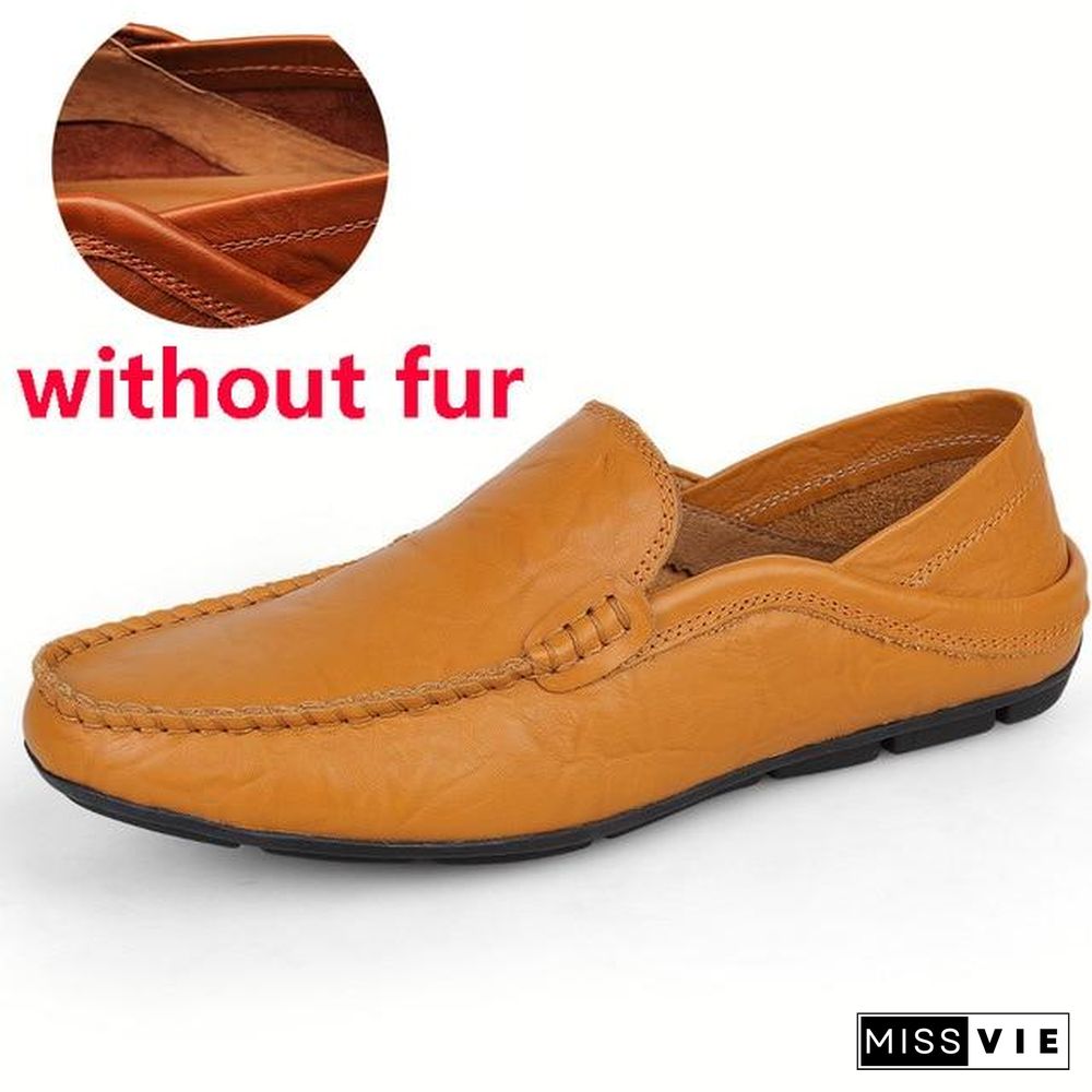 slip on casual men loafers mens moccasins shoes genuine leather men's flats shoes